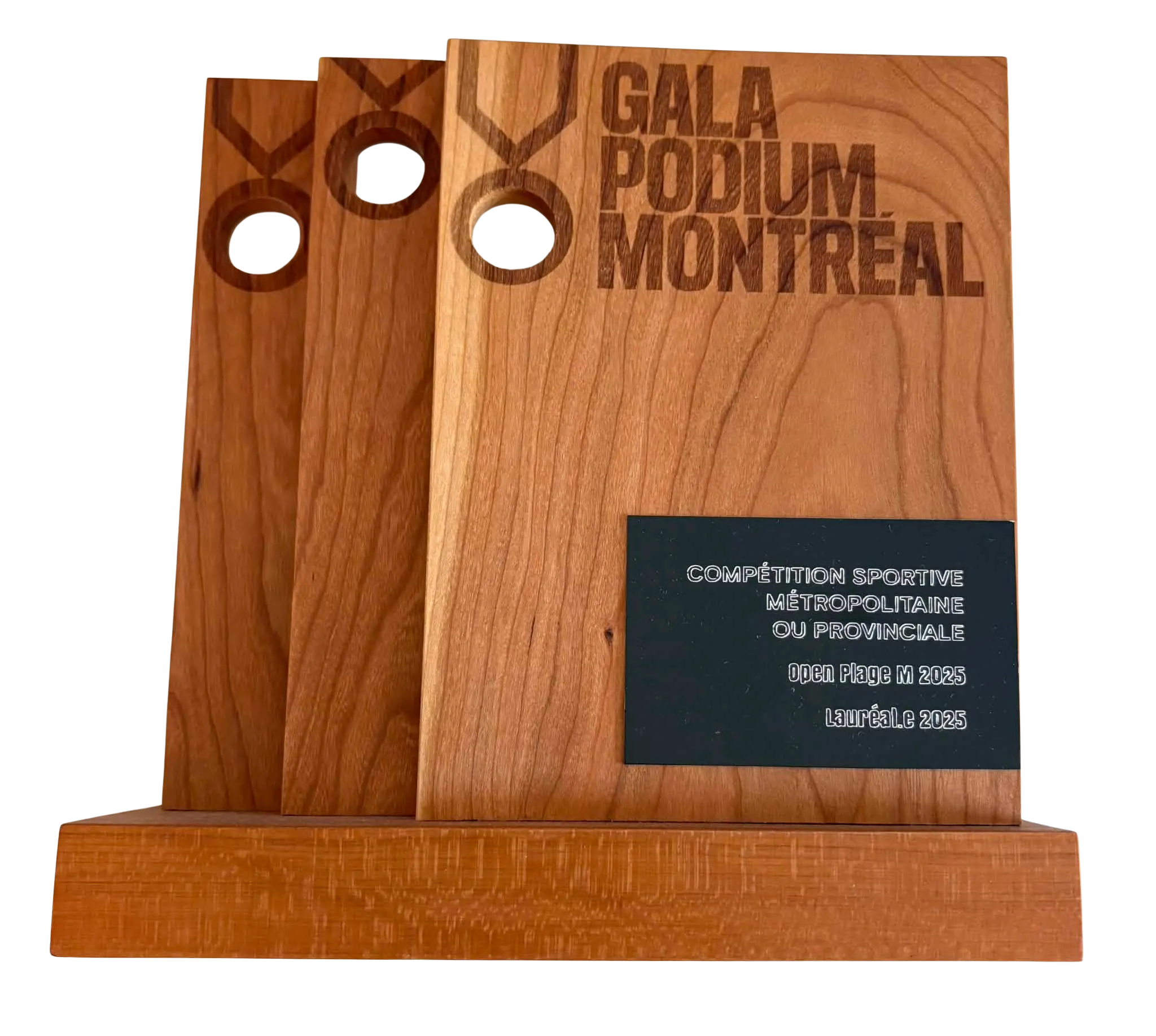Trophée de lauréat 2025 de l'Open Plage M au Gala Podium Montréal, catégorie Compétition sportive métropolitaine ou provinciale